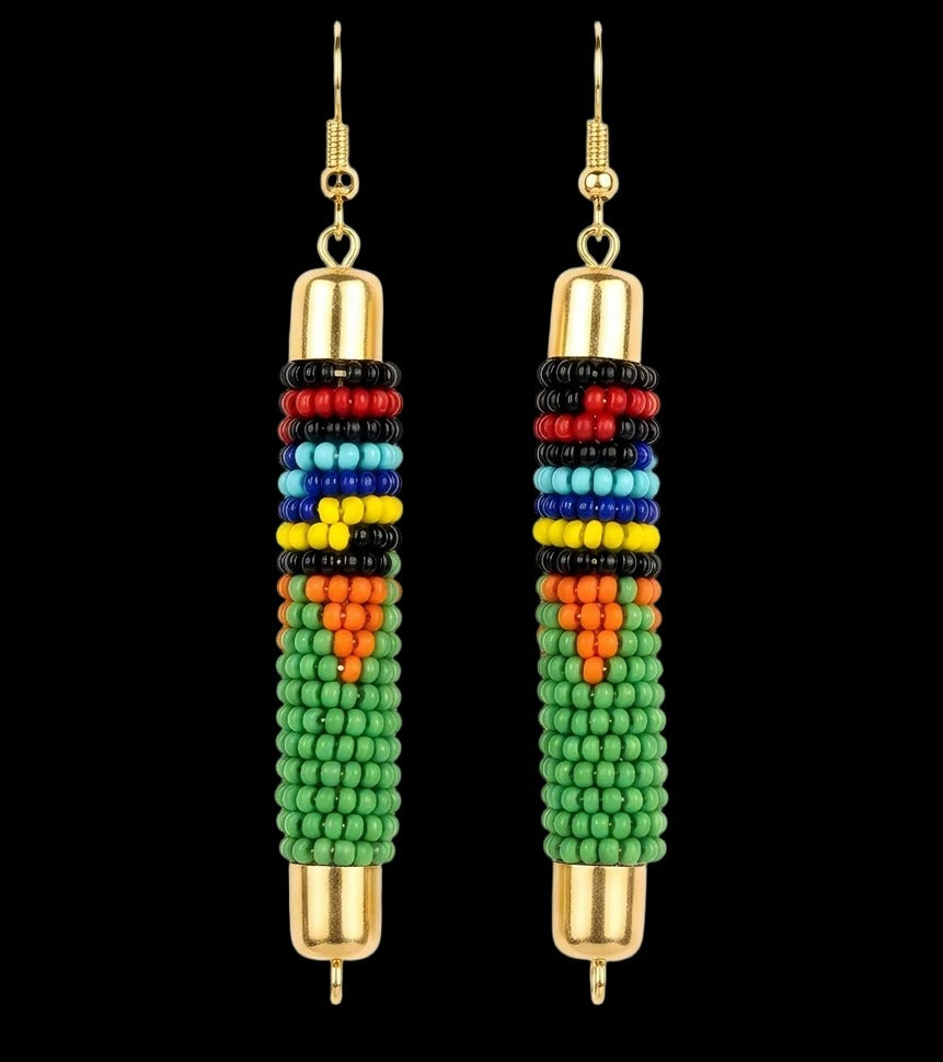 African-Inspired Maasai Beaded Rod Earrings