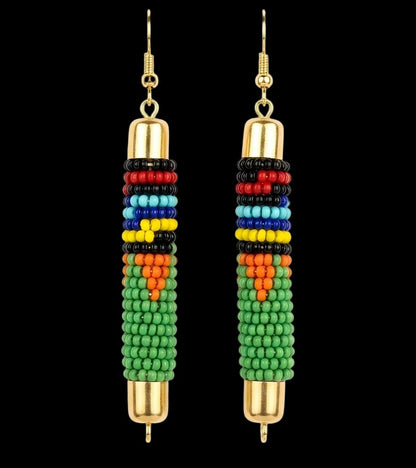African-Inspired Maasai Beaded Rod Earrings