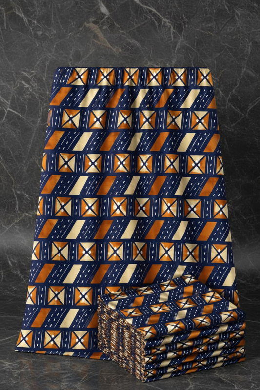 Premium Authentic African Wax Print Fabric - 6 Yard Cut (qa4)