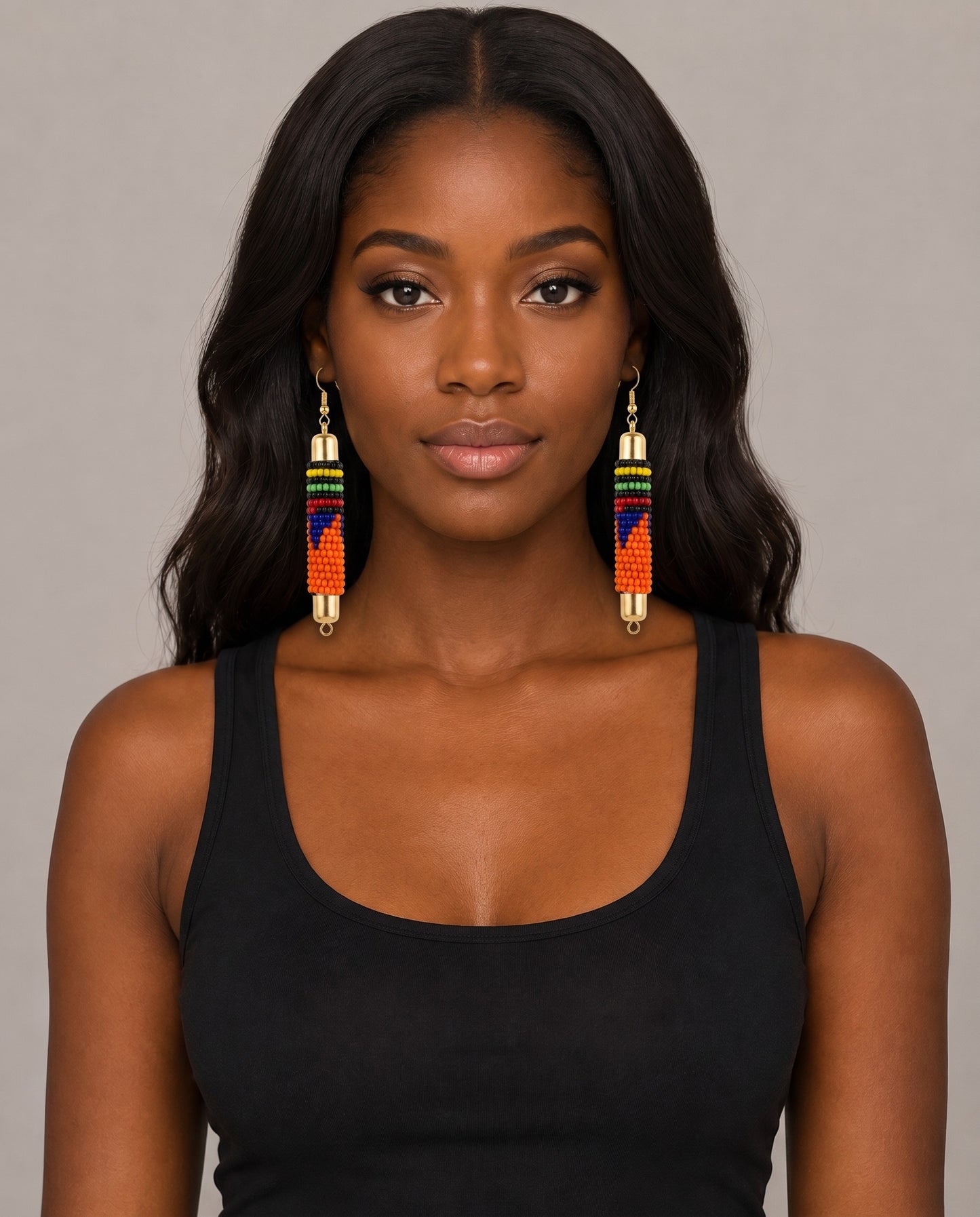 African-Inspired Maasai Beaded Rod Earrings