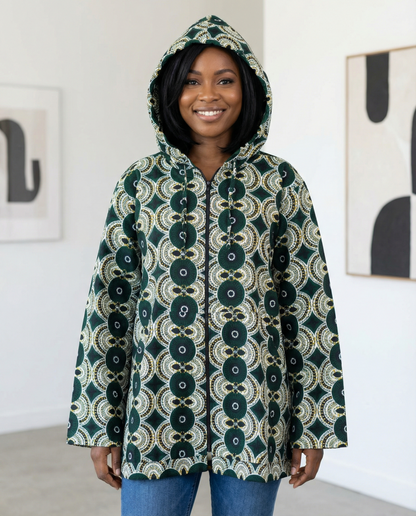 Ankara African Wax Print Hoodie Jacket