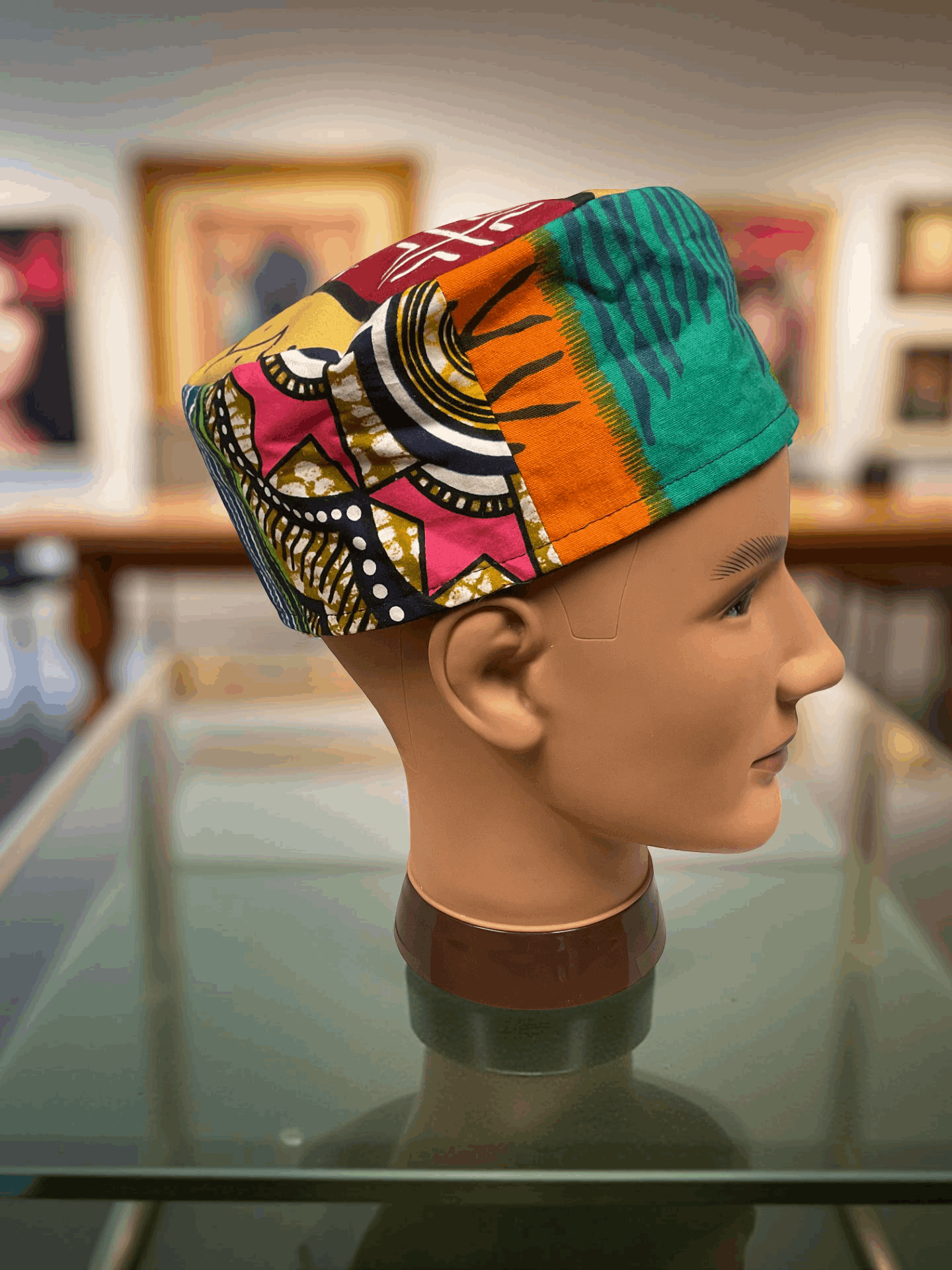 African Print Patch Work Kufi Kente Hat