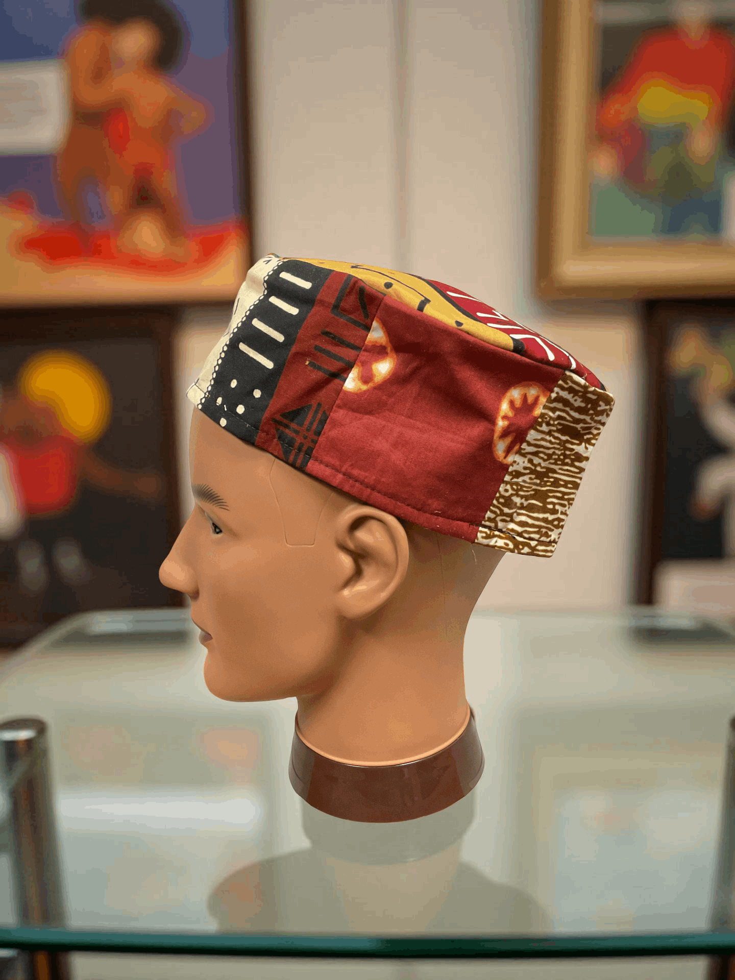 African Print Patch Work Kufi Kente Hat