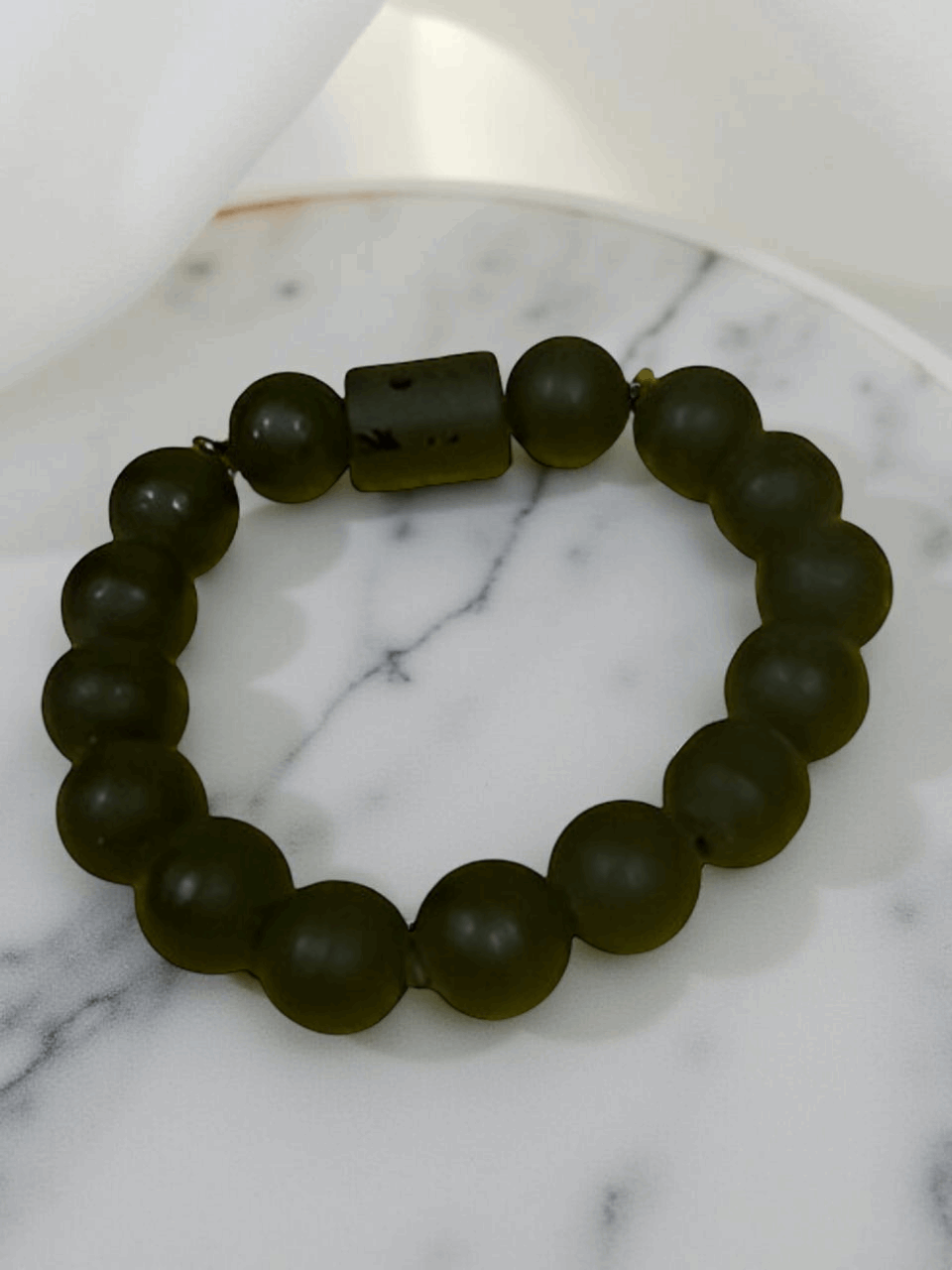 Men's African Glass Black Bead Bracelet.
