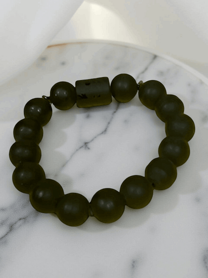 Men's African Glass Black Bead Bracelet.