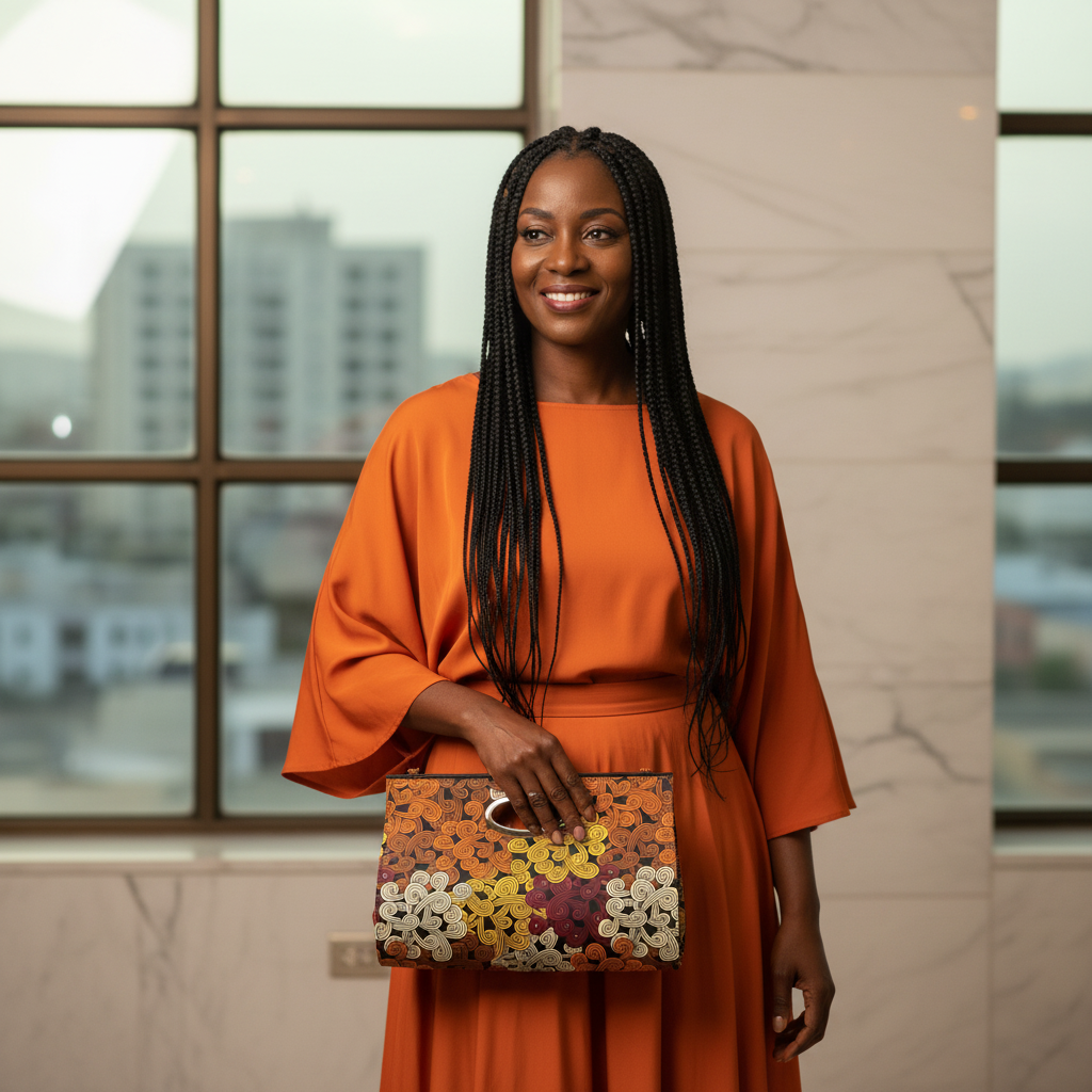 Swirl African Print Clutch Tote Bag