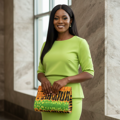 Tie-Dye African Print Clutch Tote Bag