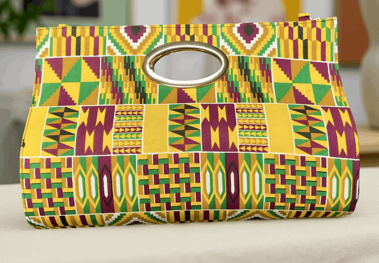 Mix Kente African Print Clutch Tote Bag