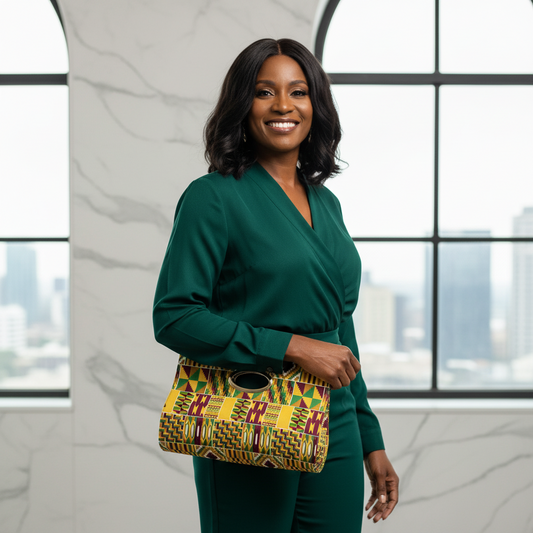 Mix Kente African Print Clutch Tote Bag