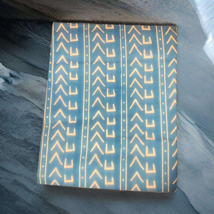 African Light Blue Mud Cloth Print HeadWrap