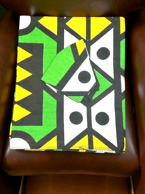 Green Multi-Color Ankara African Headwrap w/Face Mask