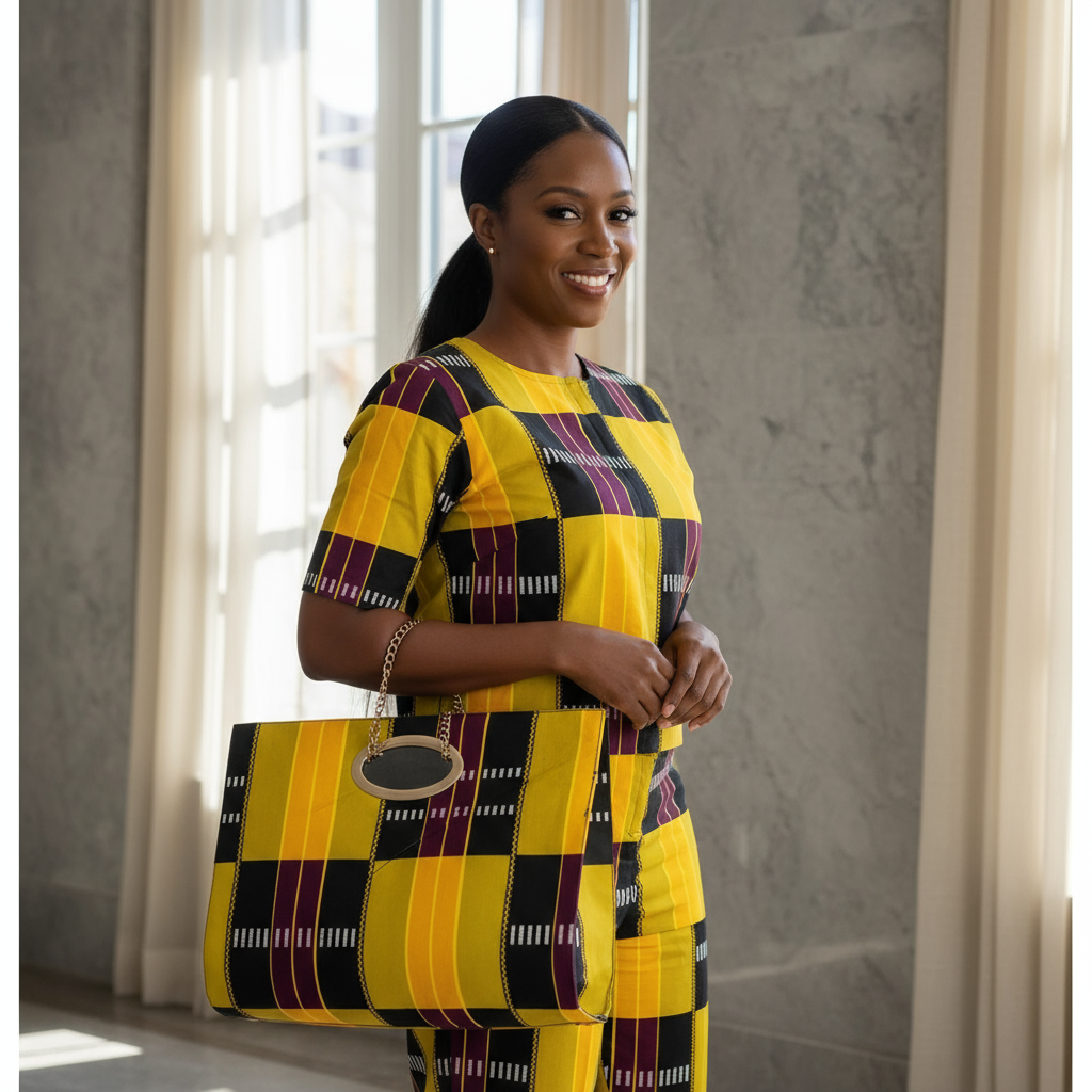 Large  African Print Clutch Tote Bag