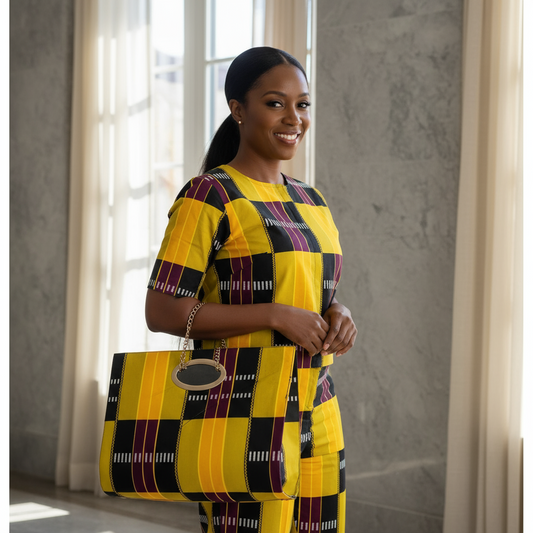 Large  African Print Clutch Tote Bag