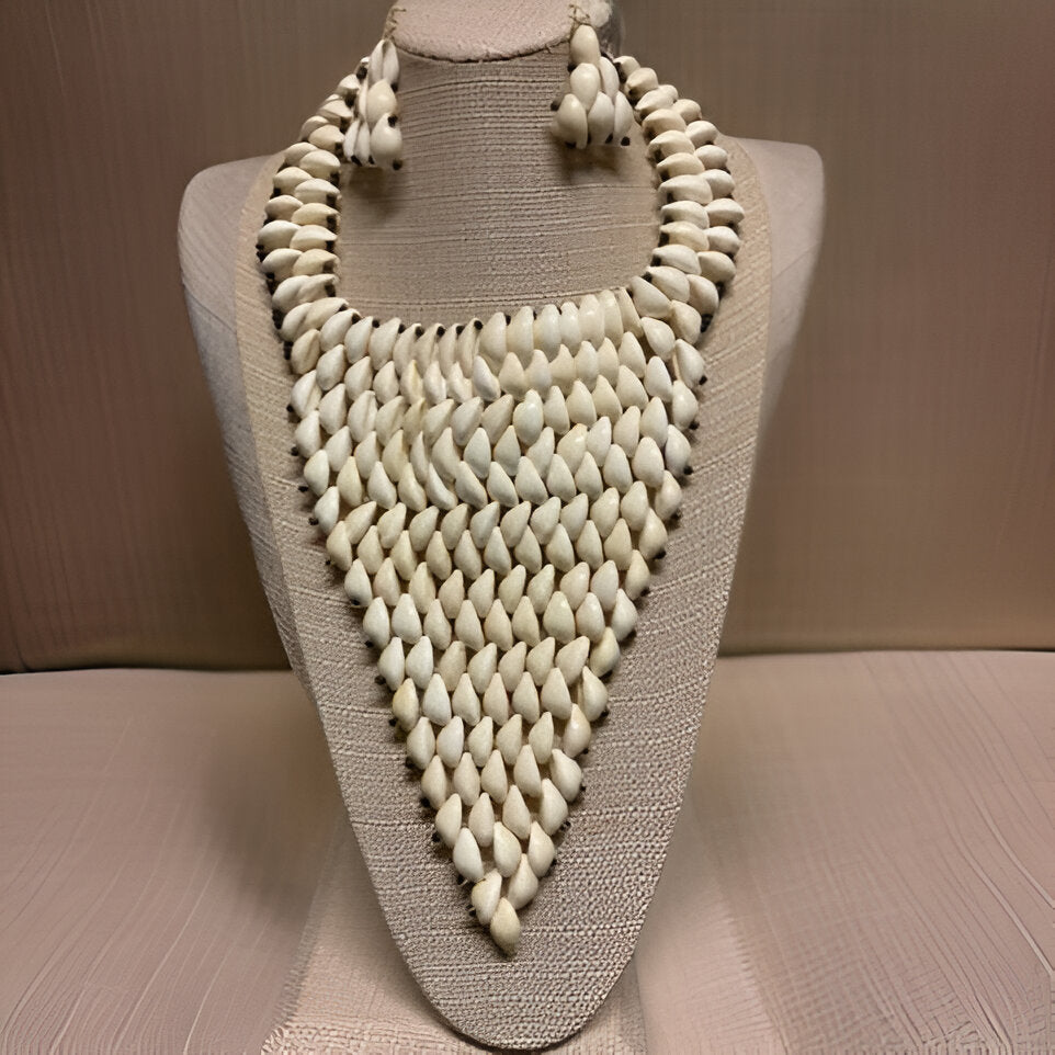 Cowrie Shell Triangle Style Necklace & Earring Set