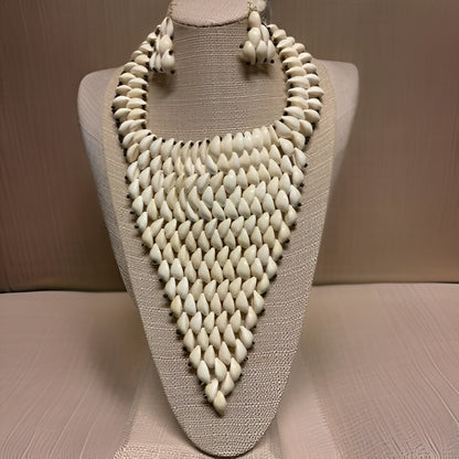 Cowrie Shell Triangle Style Necklace & Earring Set