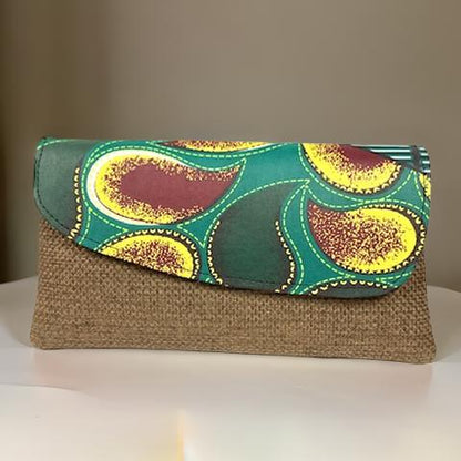 African Inspired Swirl Print Woven Large Clutch Purse - MAGOS