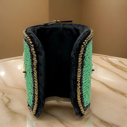 African Style Green Cuff Beaded Bracelet
