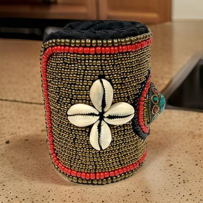 African Style Bronze Cuff Beaded Bracelet