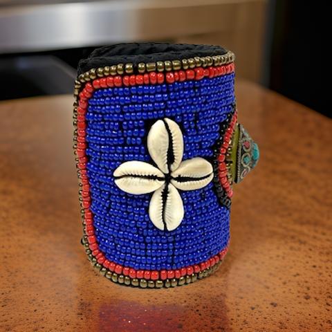 African Style Royal Blue Cuff Beaded Bracelet