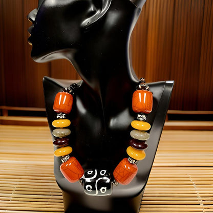 Bone Wooded Jumbo African Inspired Beaded Necklace