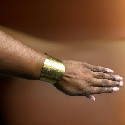 Wide Gold Tone Cuff Bracelet - MAGOS
