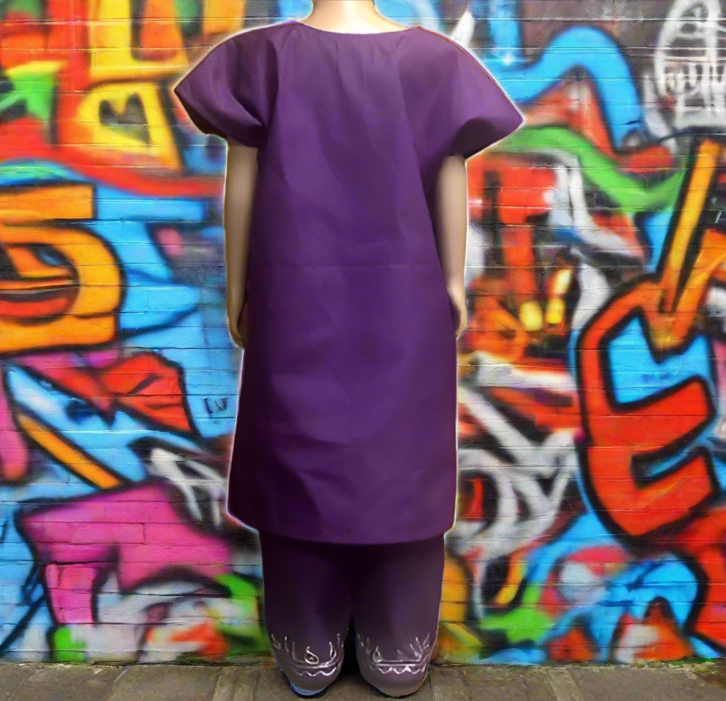 Boys Solid Purple Color 2pc African Dashiki Pant Set (XLarge)