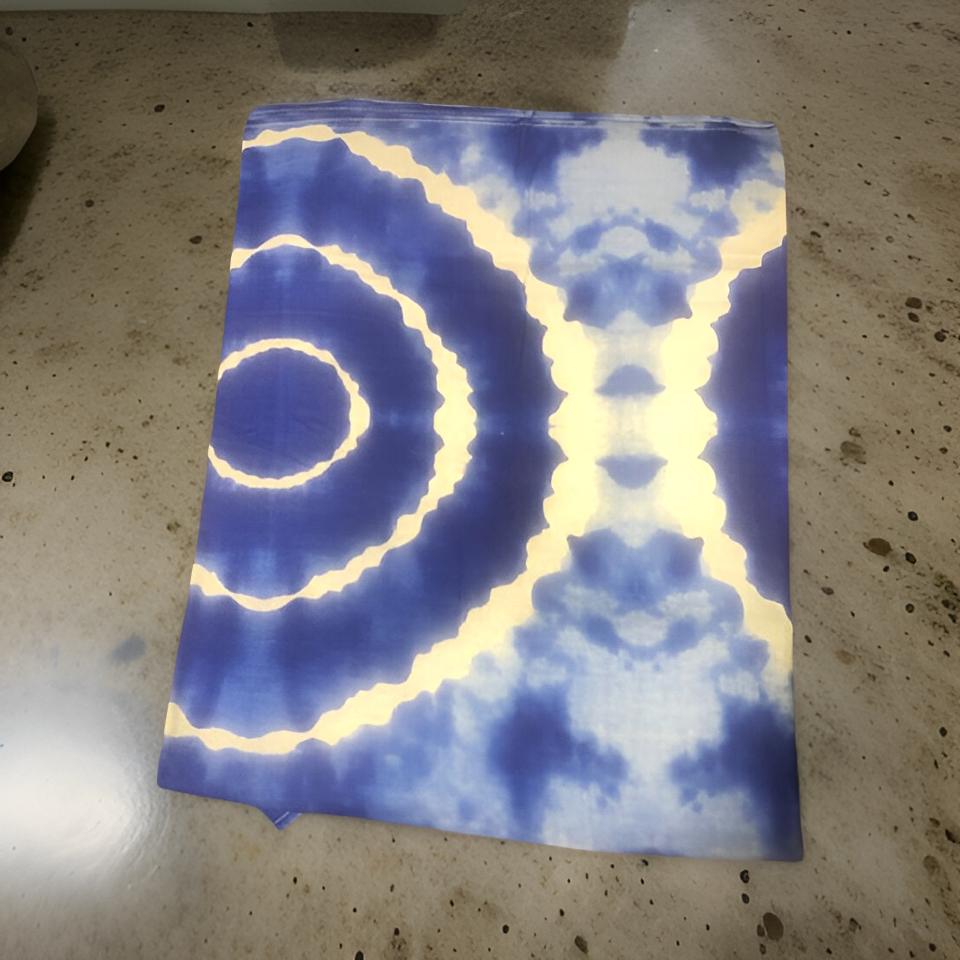 African Tye Dye Print Head Wrap Scarf (Blue)