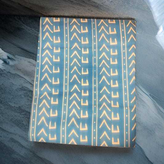 African Light Blue Mud Cloth Print HeadWrap