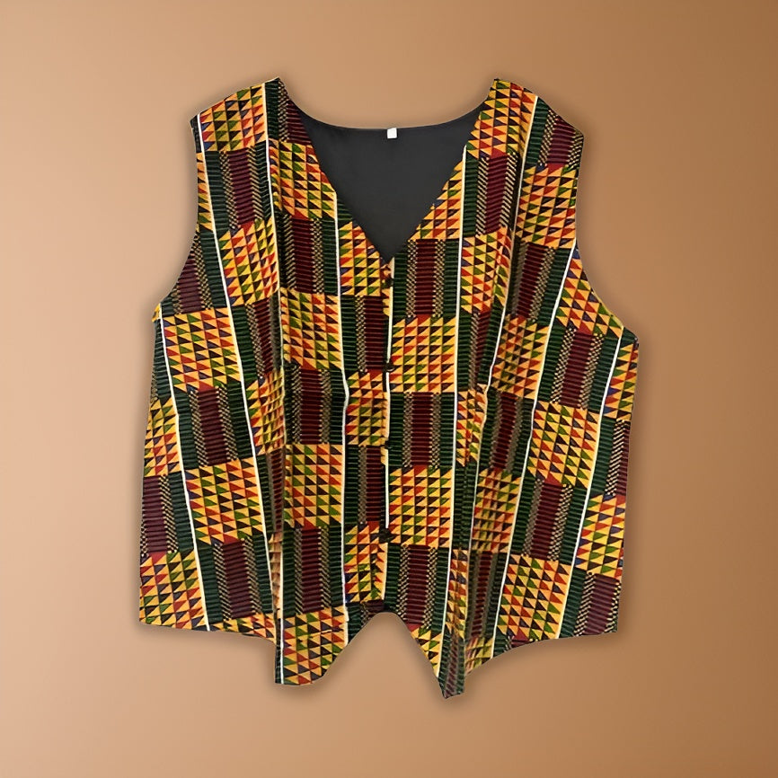 African Kente Print Vest Jacket - Premium African Apparel from MAGOS - Just $30! Shop this and more African Apparel now 