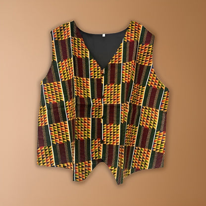 African Kente Print Vest Jacket - Premium African Apparel from MAGOS - Just $30! Shop this and more African Apparel now 