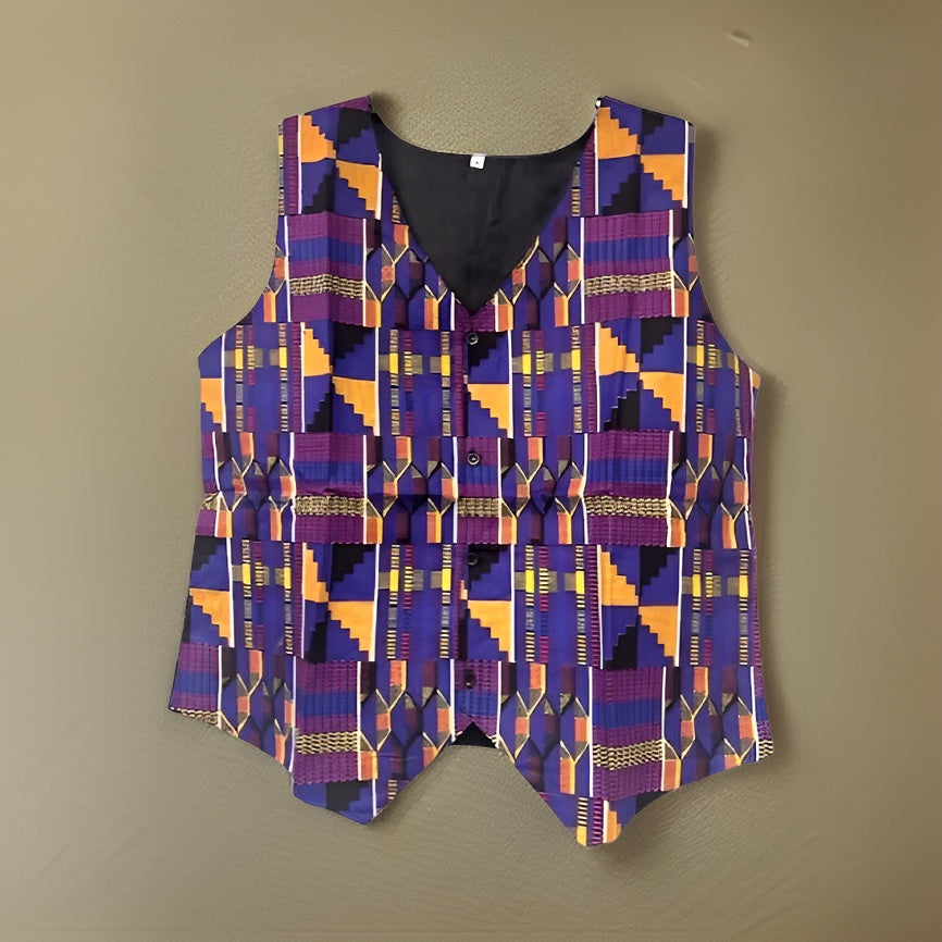 African Kente Print Vest Jacket - Premium African Apparel from MAGOS - Just $30! Shop this and more African Apparel now 