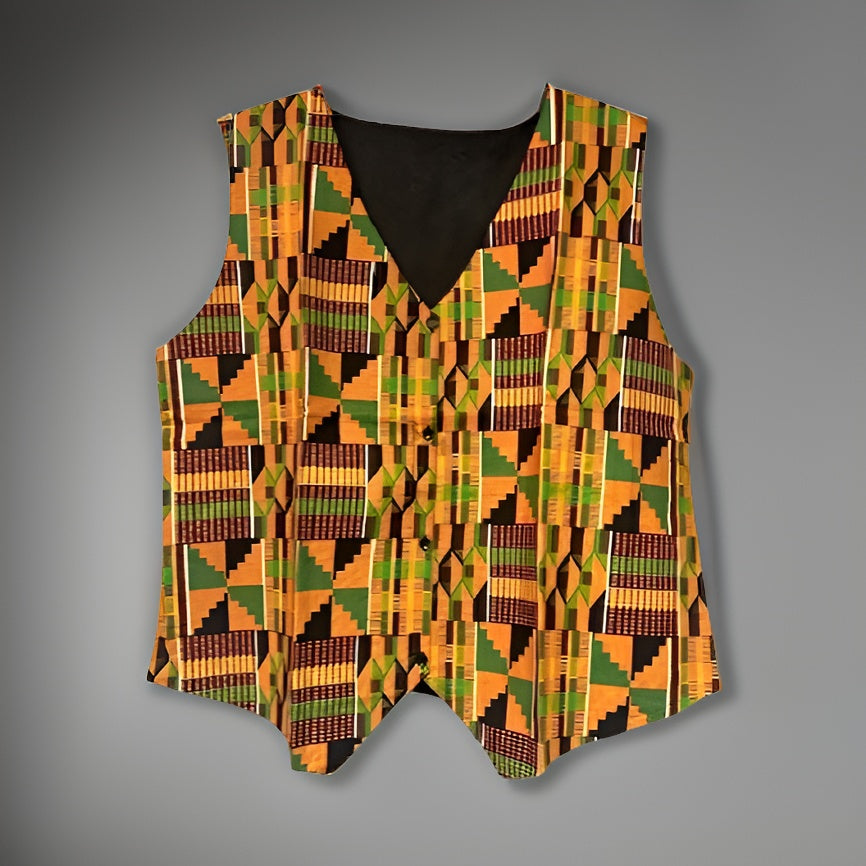 African Kente Print Vest Jacket - Premium African Apparel from MAGOS - Just $30! Shop this and more African Apparel now 
