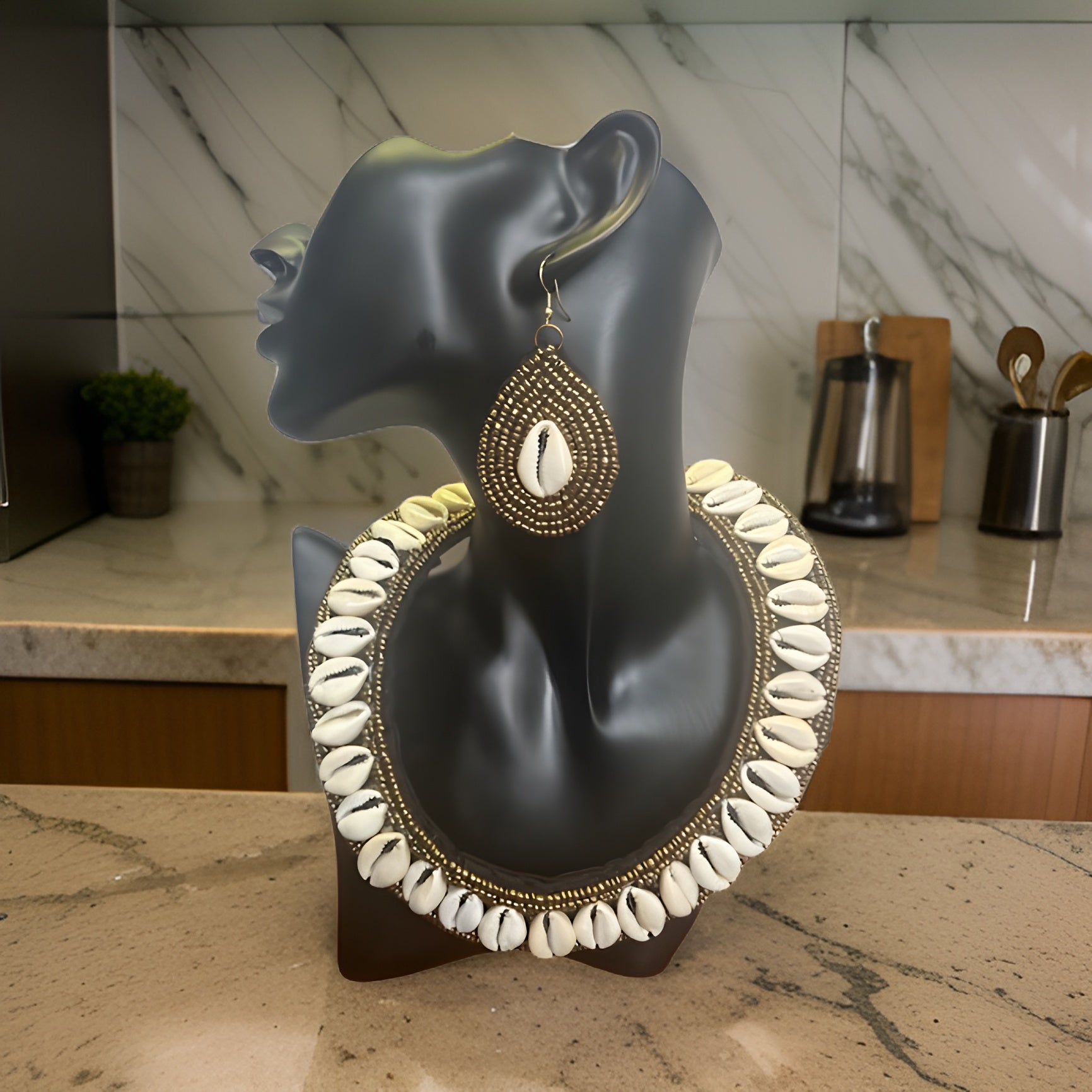 Women's Cowrie Shell Choker Beaded Necklace Set - Premium Jewelry from MAGOS - Just $21.99! Shop this and more Jewelry now 