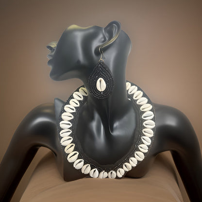 Women's Cowrie Shell Choker Beaded Necklace Set - Premium Jewelry from MAGOS - Just $21.99! Shop this and more Jewelry now 