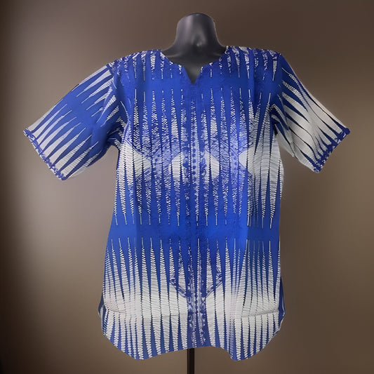 Men's Blue/Gray African Print Embroidered Dashiki Shirt - Premium African Apparel from MAGOS - Just $45! Shop this and more African Apparel now 