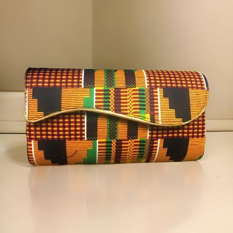 African Print Convertible Clutch Purse w/Matching Necklace & Earrings