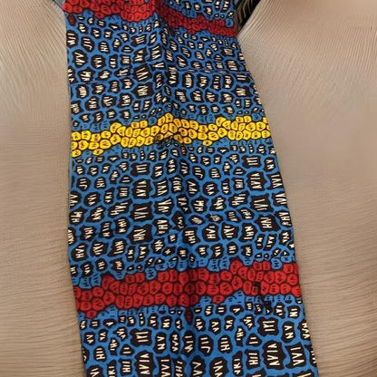 African Blue/Mustard Print Headwrap - MAGOS