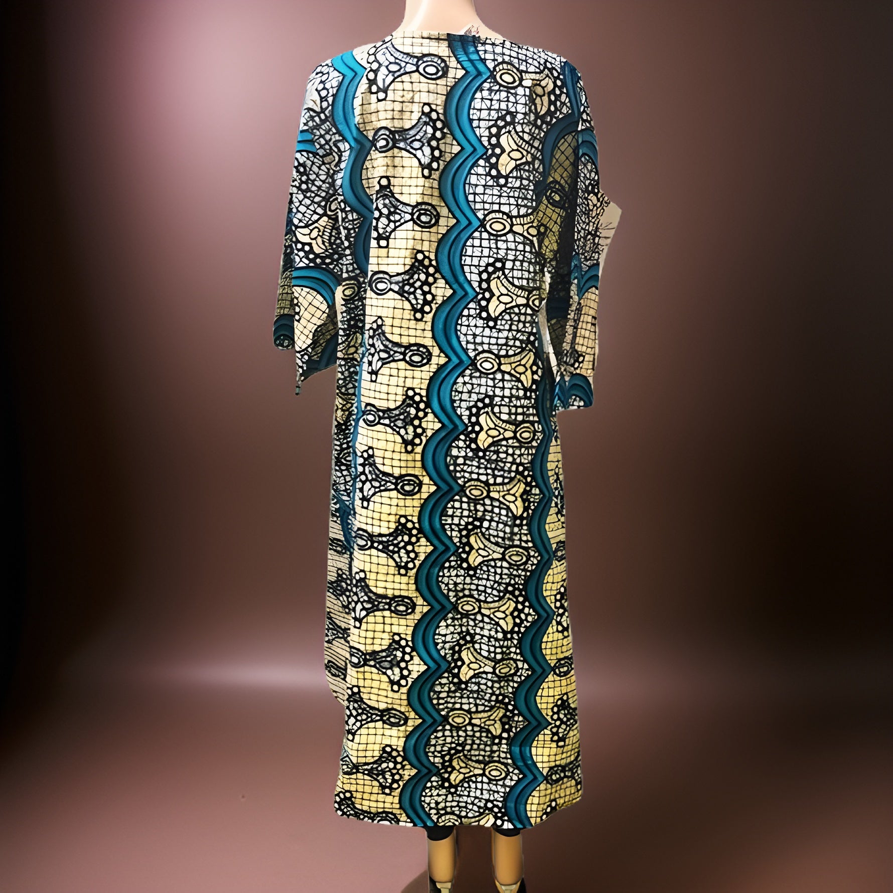 Long Ankara Teal/Yellow Print Umbrella dress - Premium African Apparel from MAGOS - Just $40! Shop this and more African Apparel now 