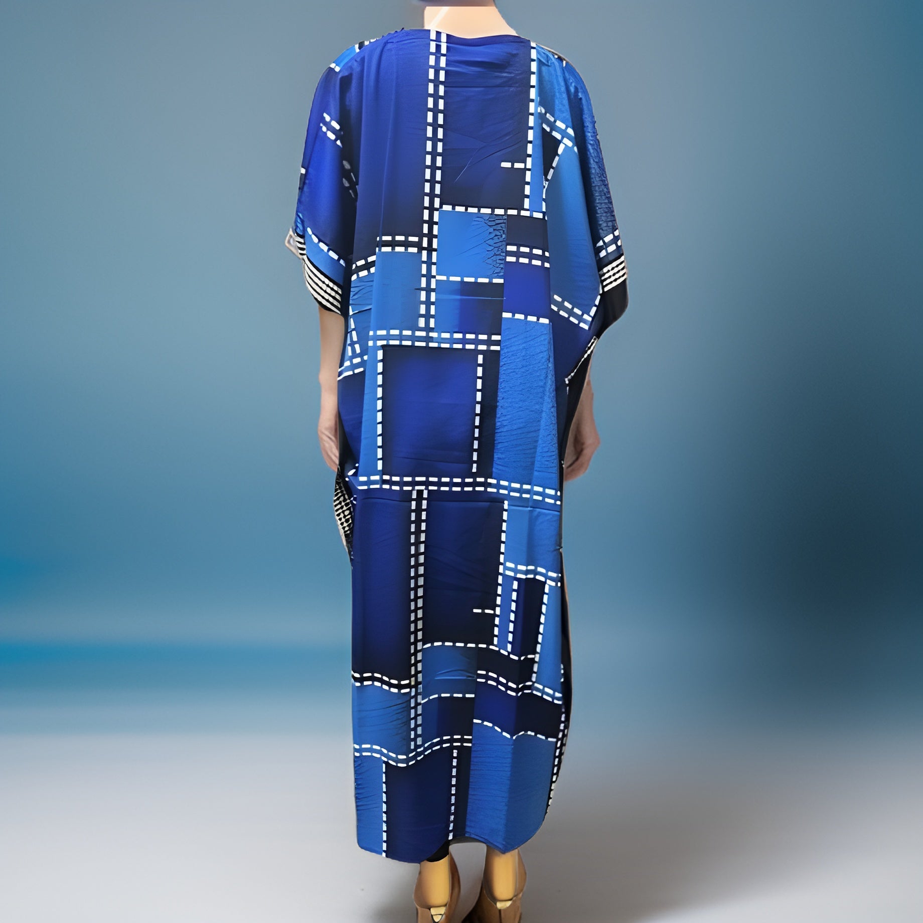 Denim Patch Print Kaftan Dress - Premium African Apparel from MAGOS - Just $24! Shop this and more African Apparel now 
