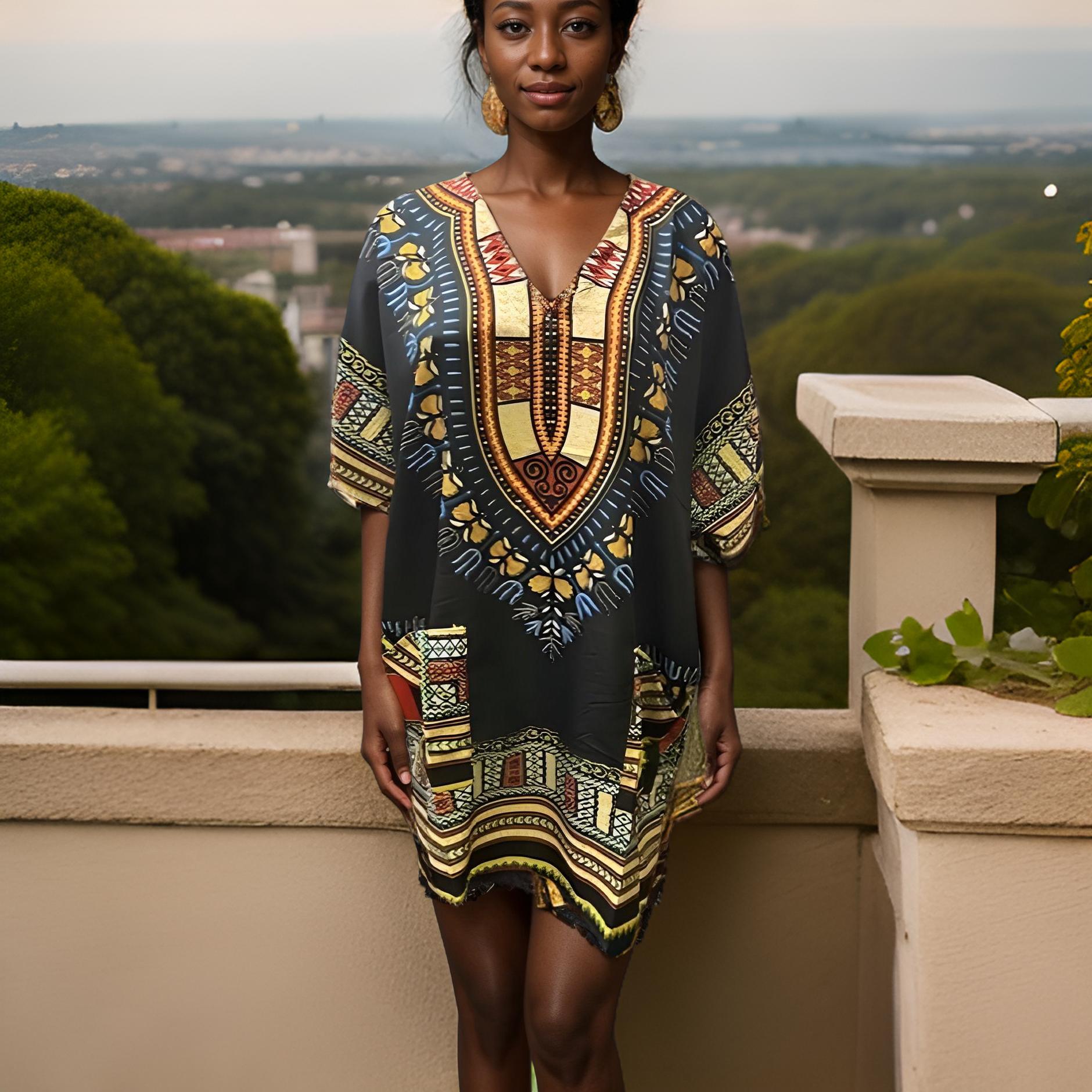Women's African Dashiki Print Tunic - MAGOS