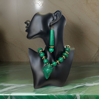 African Bone Shell Pendent Beaded Necklace & Earring Set - Premium Jewelry from MAGOS - Just $19.99! Shop this and more Jewelry now 