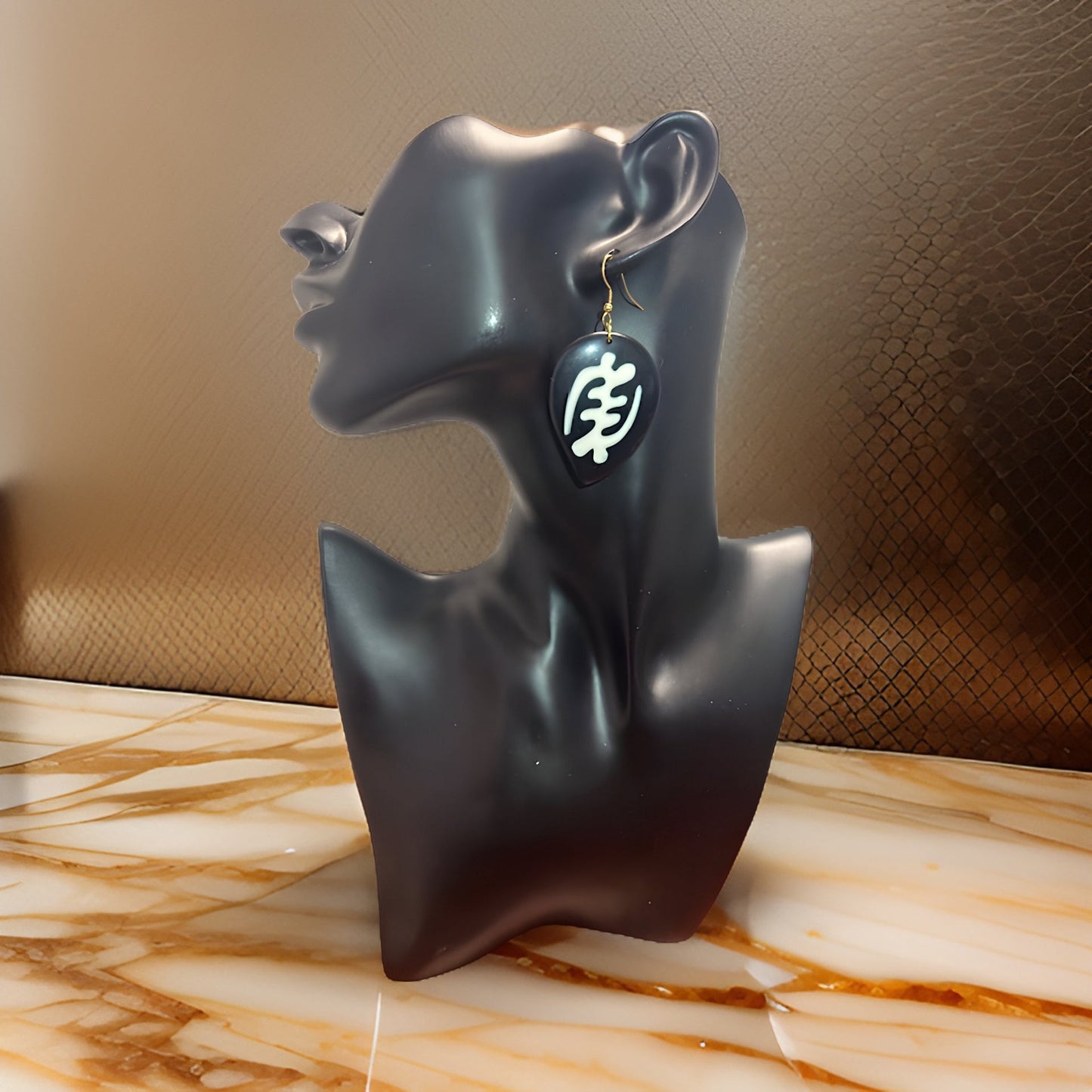 African Symbol Bone Black & White Earrings - Premium Jewelry from MAGOS - Just $8.99! Shop this and more Jewelry now 