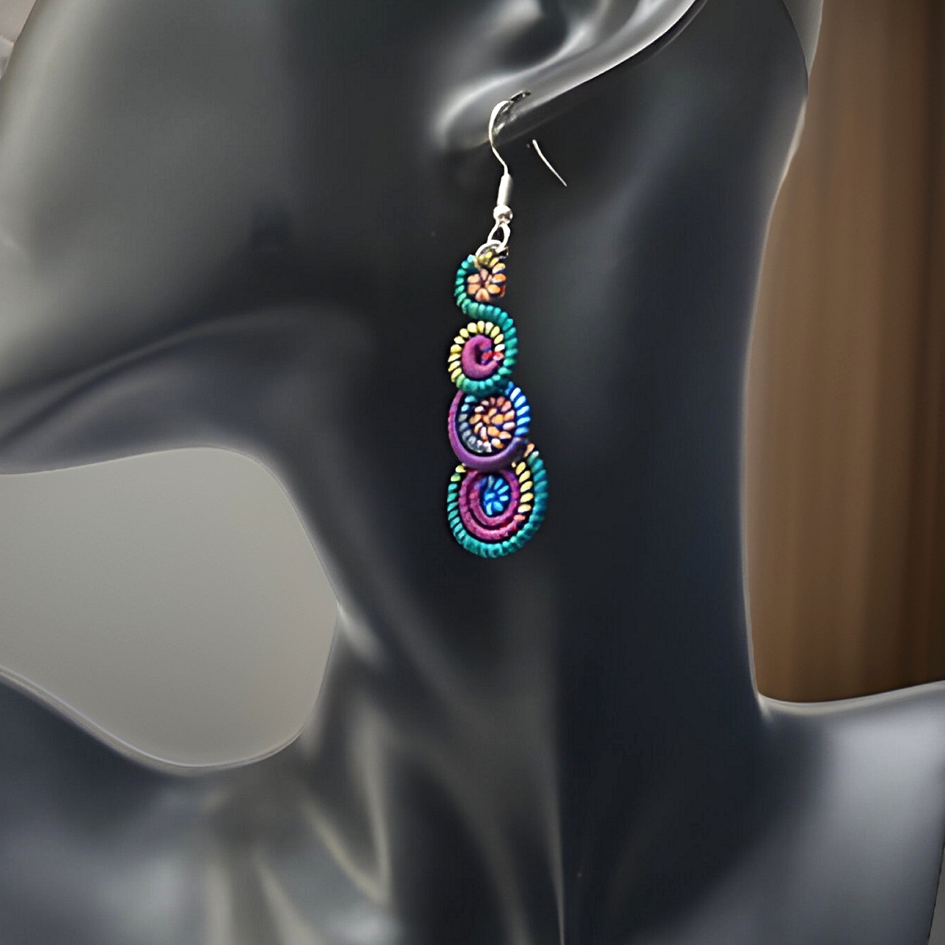 Round Spiral Dangle Earrings - Premium Jewelry from MAGOS - Just $5.99! Shop this and more Jewelry now 