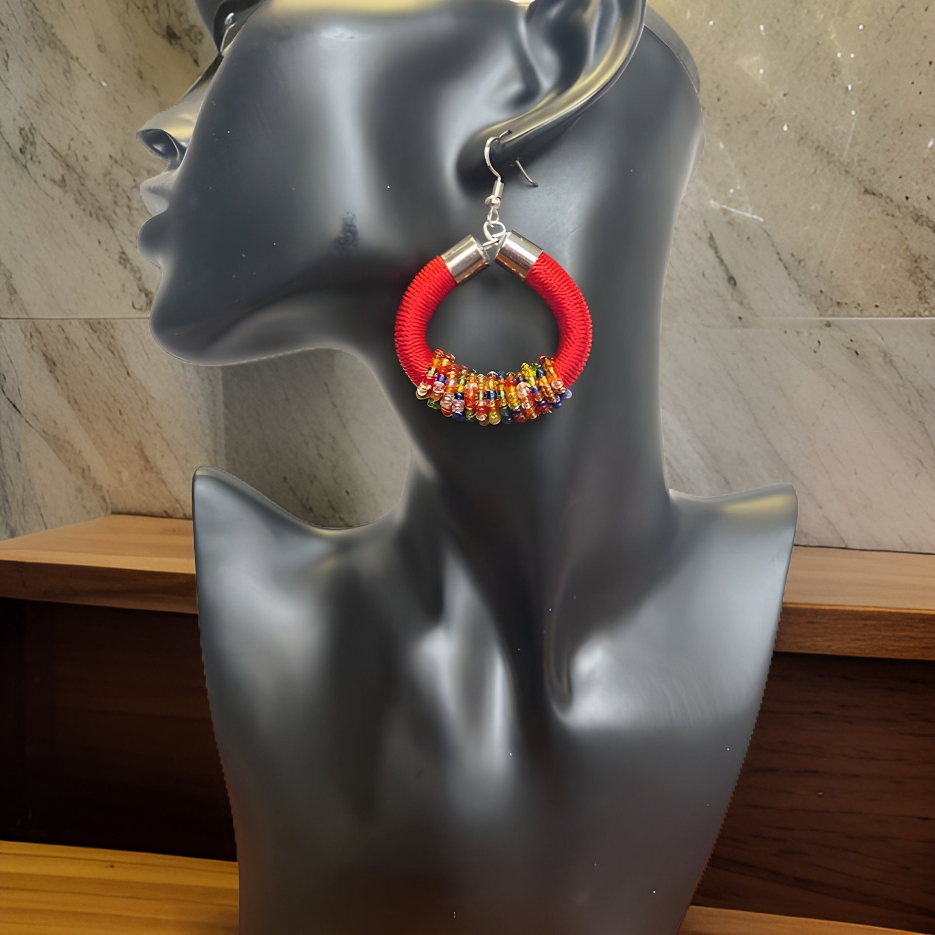 African Beaded Hoop Earrings - Premium Jewelry from MAGOS - Just $8.99! Shop this and more Jewelry now 
