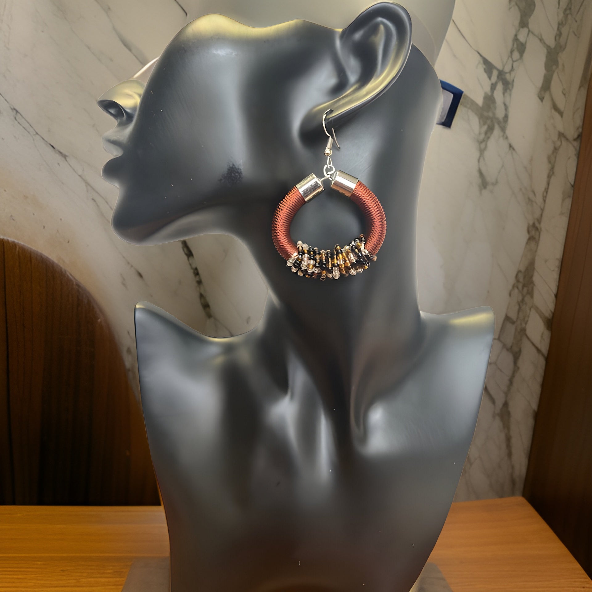 African Beaded Hoop Earrings - Premium Jewelry from MAGOS - Just $8.99! Shop this and more Jewelry now 