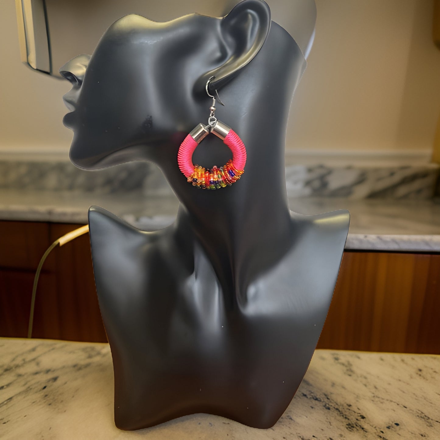 African Beaded Hoop Earrings - Premium Jewelry from MAGOS - Just $8.99! Shop this and more Jewelry now 