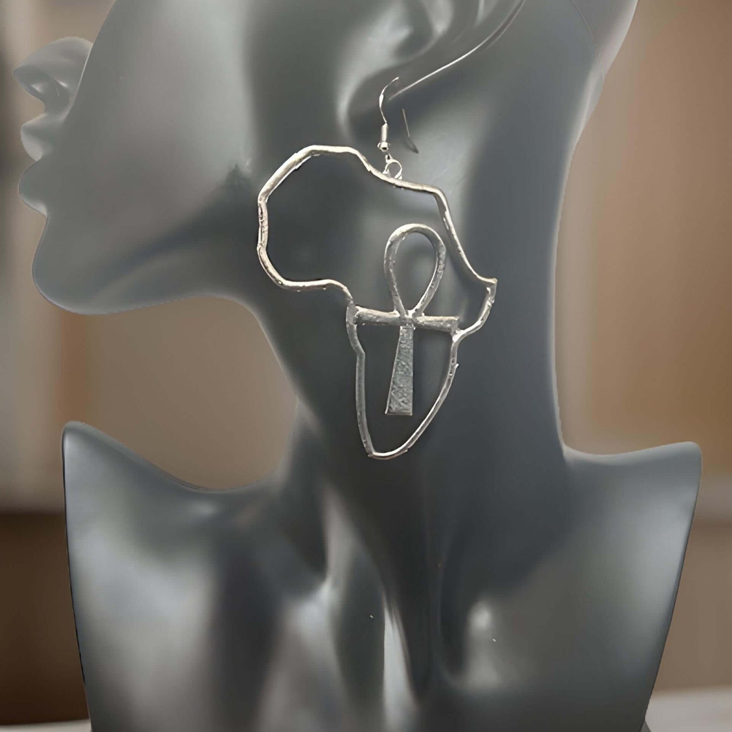 African Map Ankh Cross Pendant Earrings - Premium Jewelry from MAGOS - Just $13.99! Shop this and more Jewelry now 