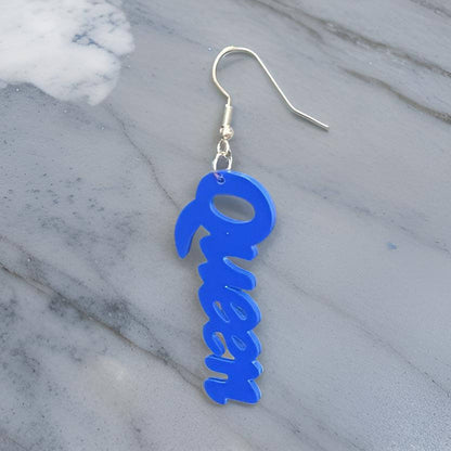 Small  Wooden QUEEN Dangle Earrings - Premium Jewelry from MAGOS - Just $3.99! Shop this and more Jewelry now 
