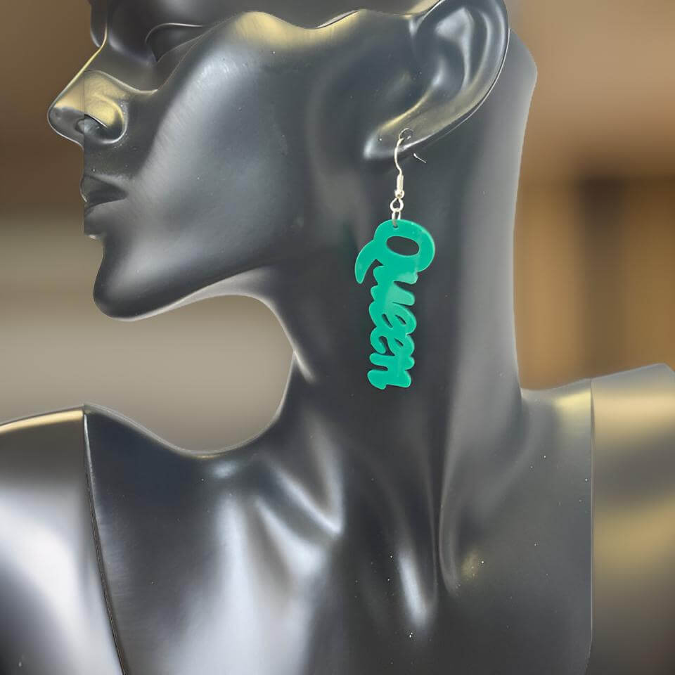 Small  Wooden QUEEN Dangle Earrings - Premium Jewelry from MAGOS - Just $3.99! Shop this and more Jewelry now 