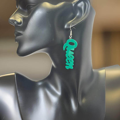 Small  Wooden QUEEN Dangle Earrings - Premium Jewelry from MAGOS - Just $3.99! Shop this and more Jewelry now 